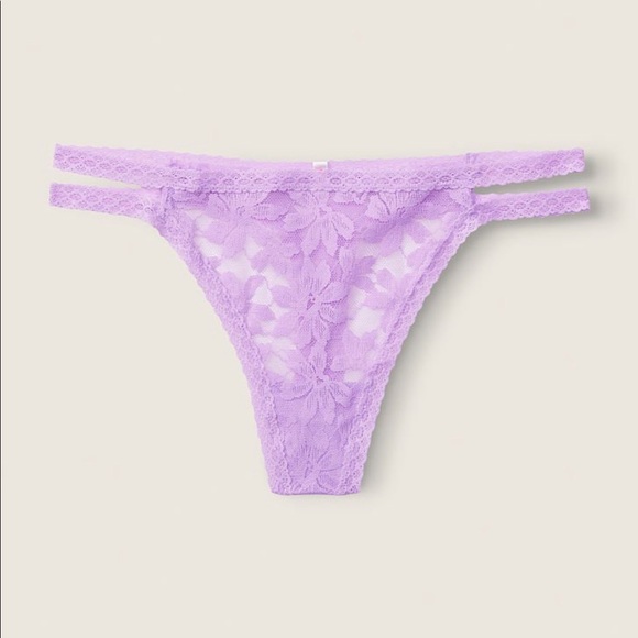 PINK LACE STRAPPY THONG (6 pair SIZE M) - Picture 2 of 7